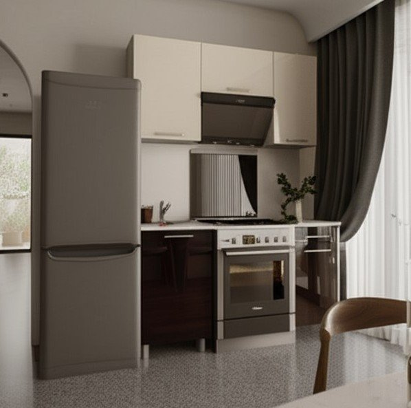 Кухня Танго 1,5 м с окапом, Ваниль, Горький шоколад