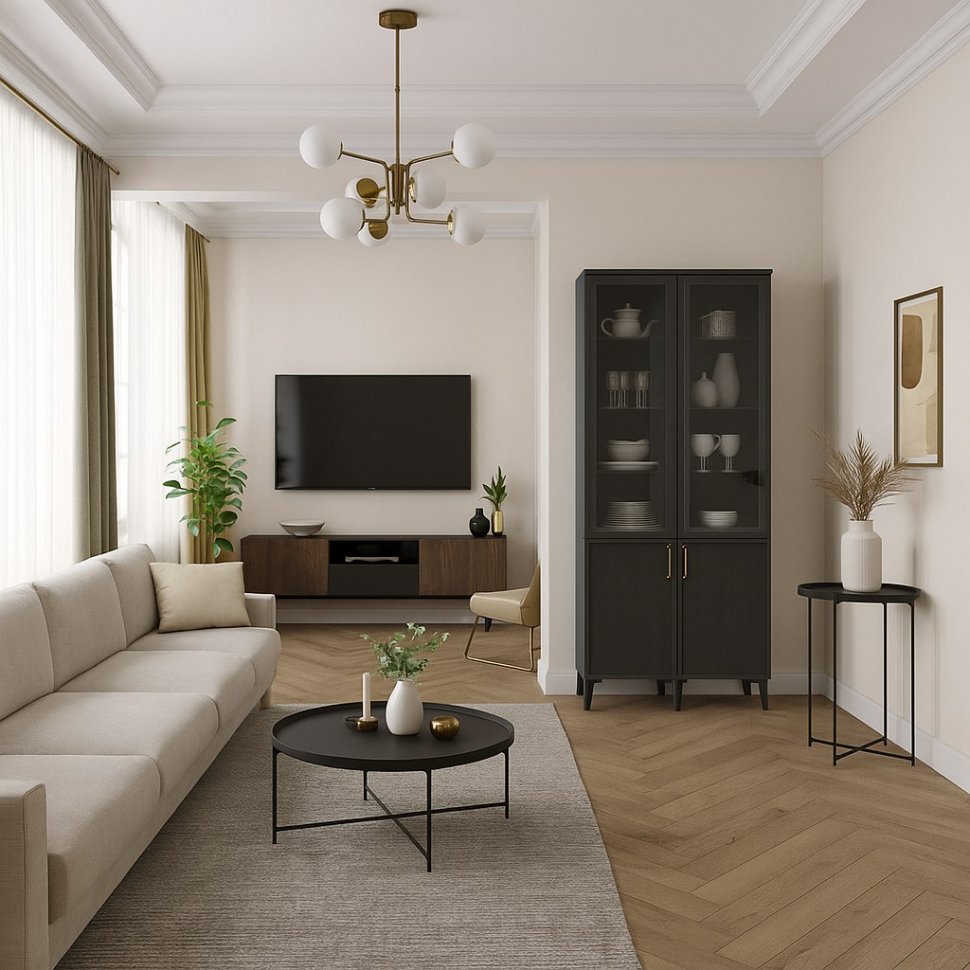 Шкаф-витрина Толедо ТШ-3, Графит серый