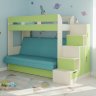 Карамель 75-01 Кровать-чердак Зеленый / Бодега светлый / Велюр Морская волна
