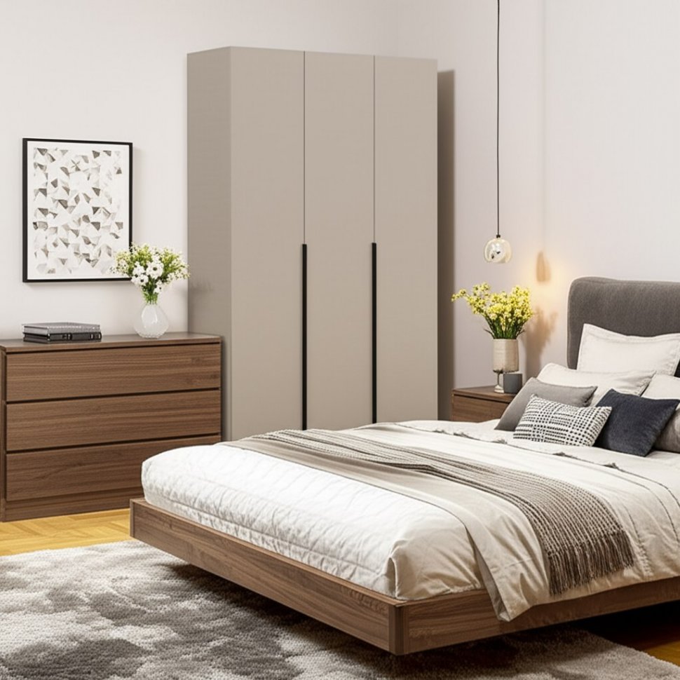 Шкаф распашной с наполнением (7 полок + 2 ящика + штанга) ШК 5 (1200), Меланж