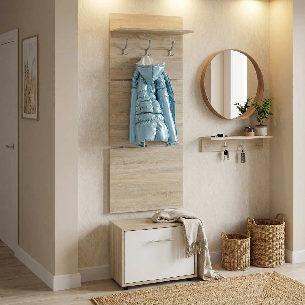 Прихожая ТП-1 + ВШ-5 Дуб Сонома/Белый