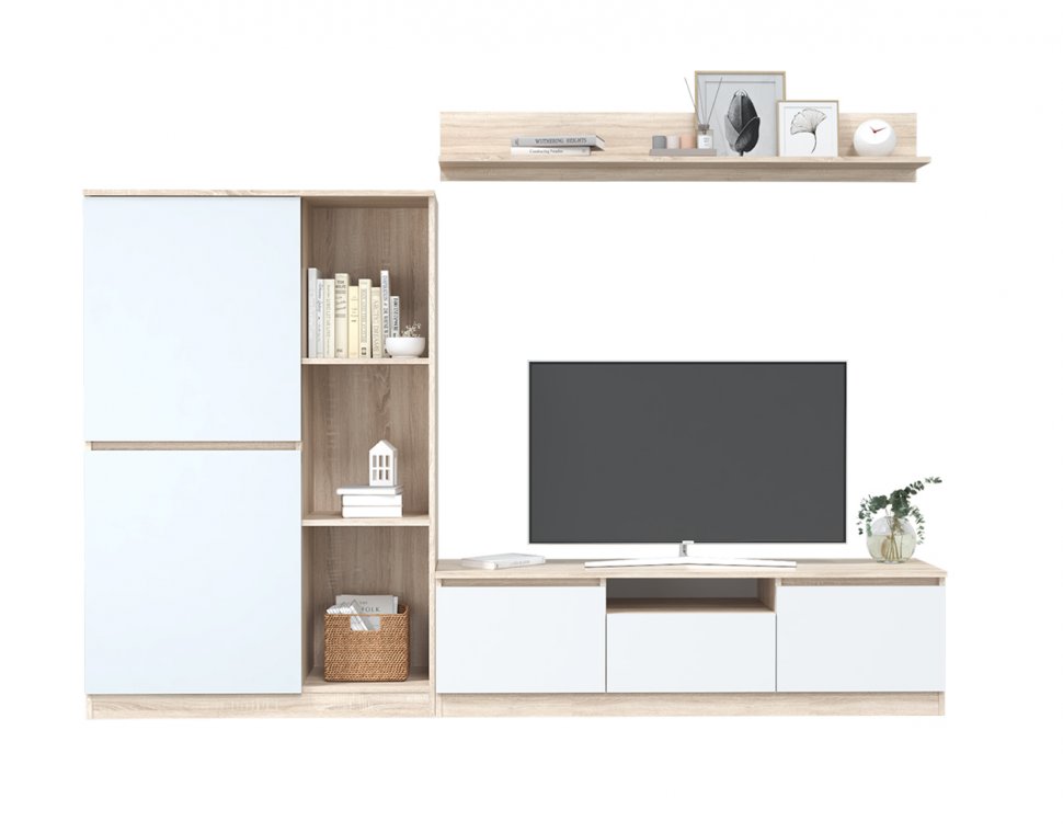 Шкаф для книг Лори (MLK) Дуб сонома/Белый