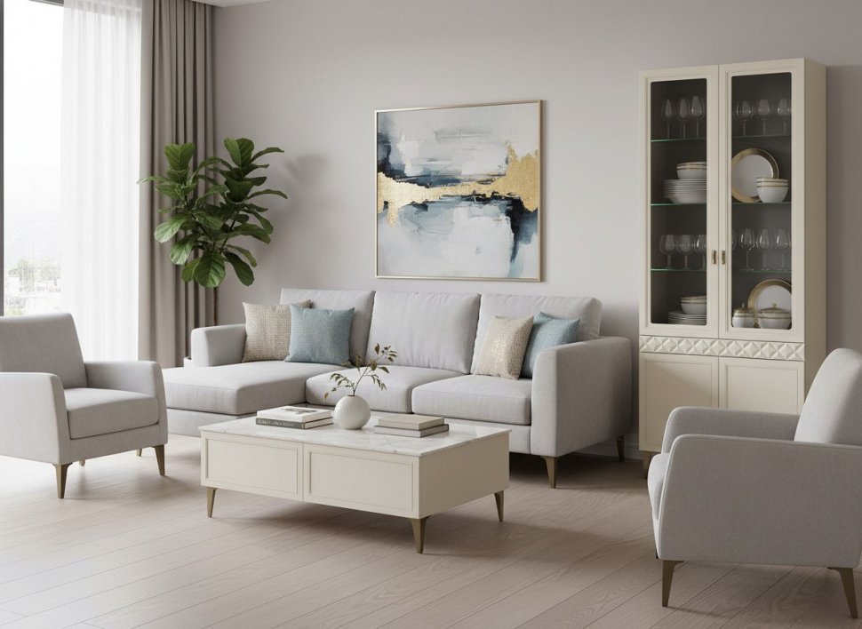 Марион шкаф-витрина 16.397.02 Слоновая кость