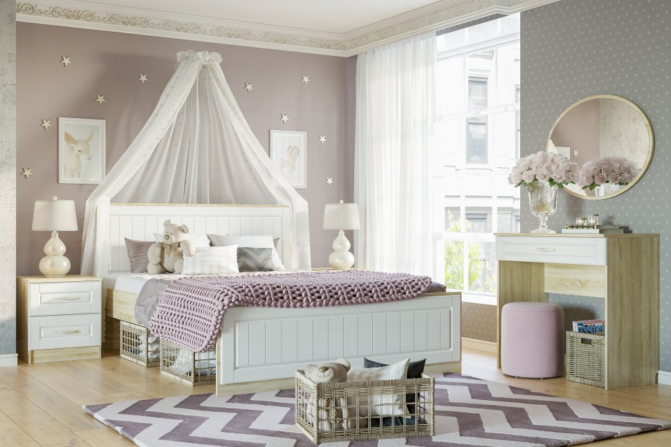 НМ 040.37 Тумба прикроватная Оливия Дуб Сонома/белое дерево