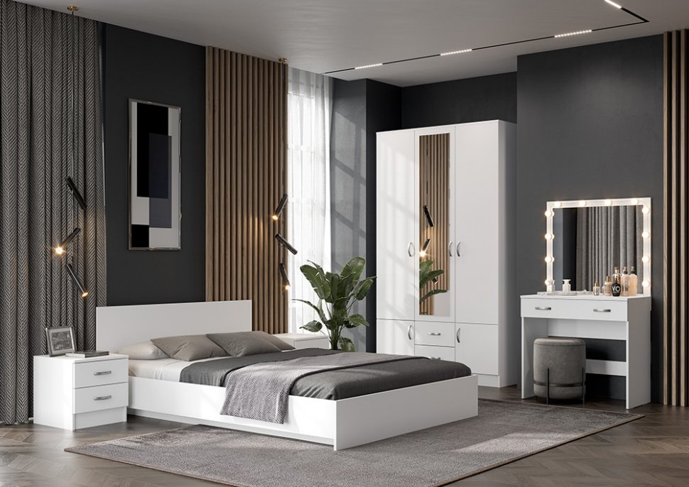 Кровать 140х200 Ронда КР-140 с основанием ЛДСП Белый