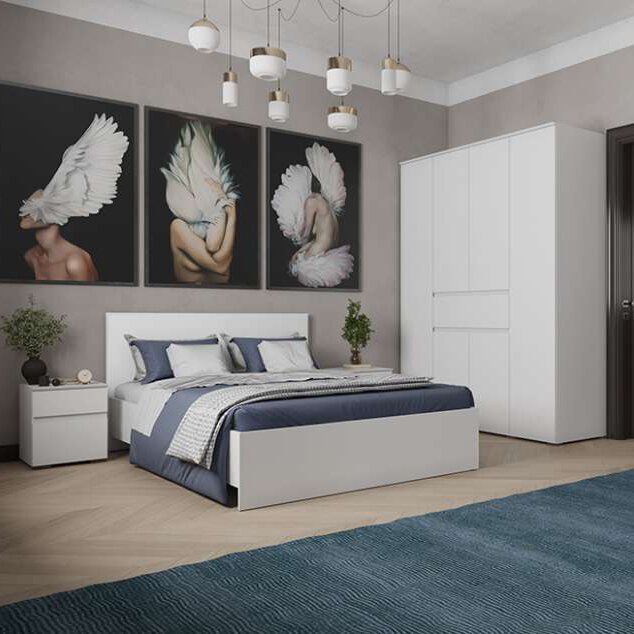 Кровать 140х200 Плейона (ТЭКС) с настилом ДСП Белый