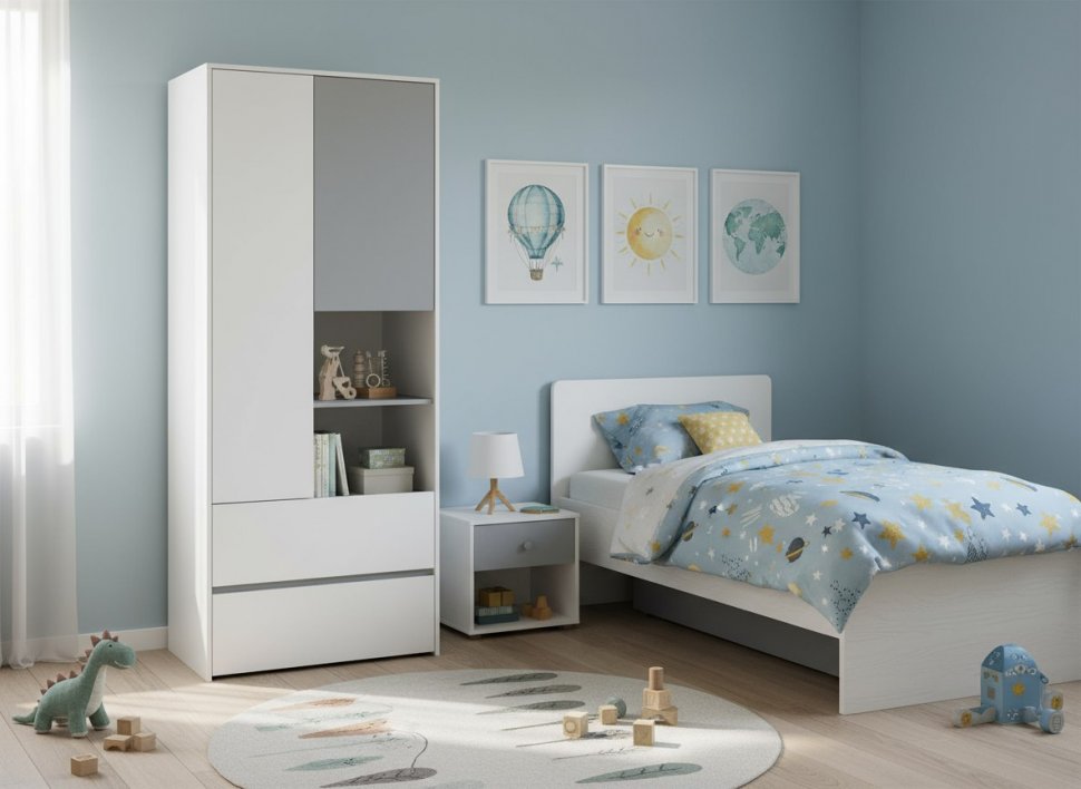 Торонто шкаф для одежды 13.333 Белый/Серый