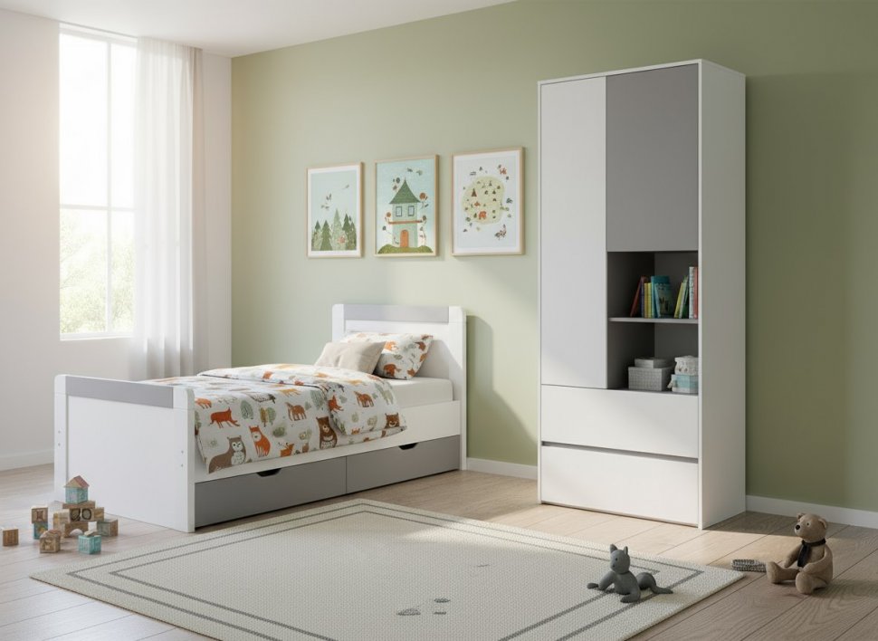 Торонто шкаф для одежды 13.333 Белый/Серый