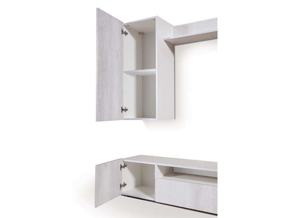 Стенка Прага-3 белый/бетон