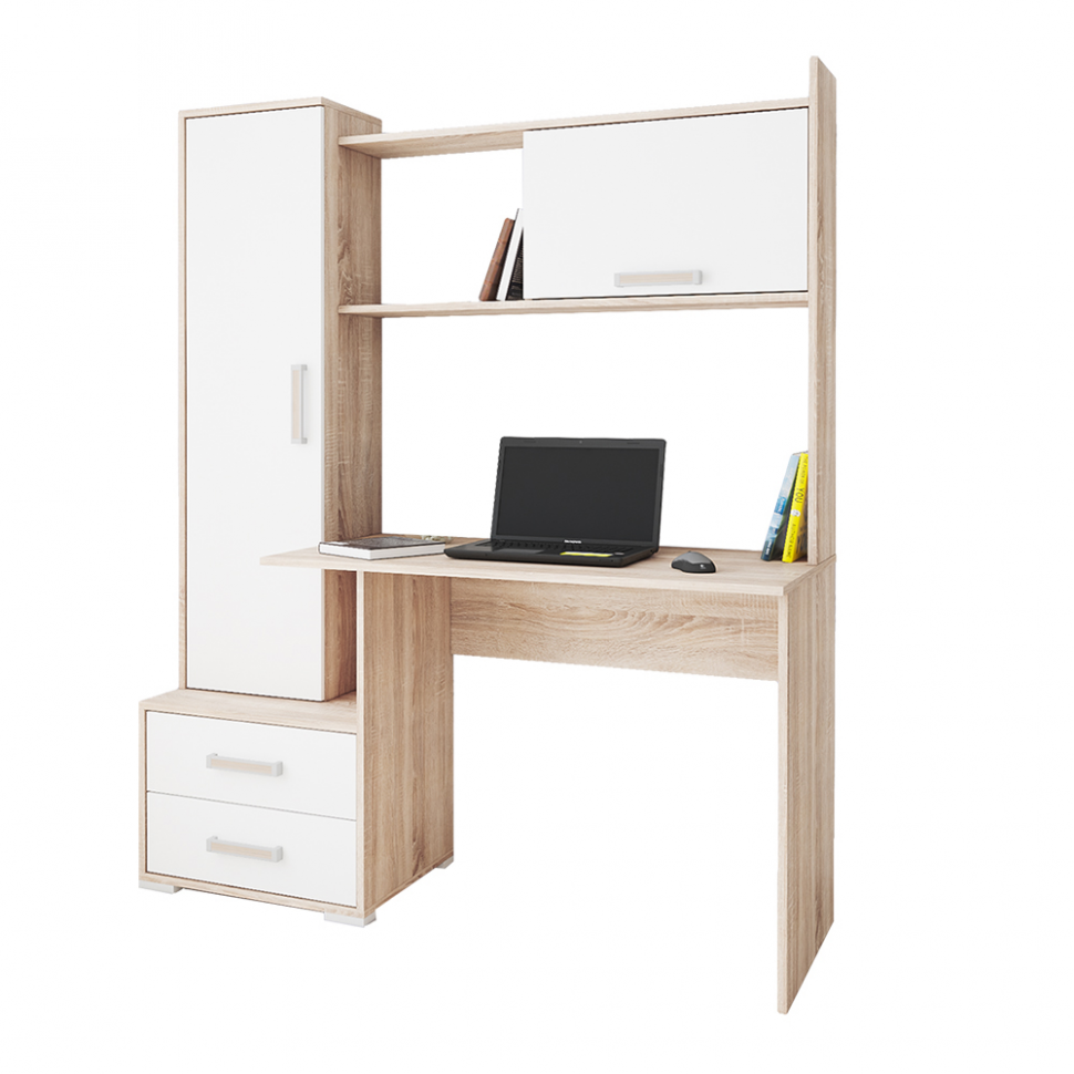Компьютерный стол Квартет-9 ТЭКС (Дуб сонома/белый)