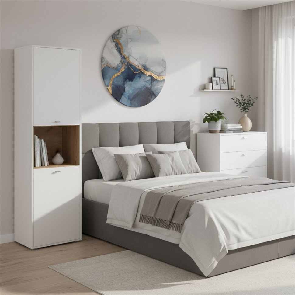 Шкаф комбинированный Бэль 10.04, Белый, Дуб Золотой