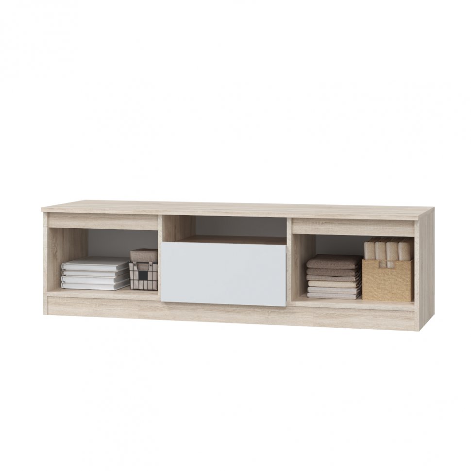 Тумба под телевизор Лори (MLK) Дуб сонома/Белый