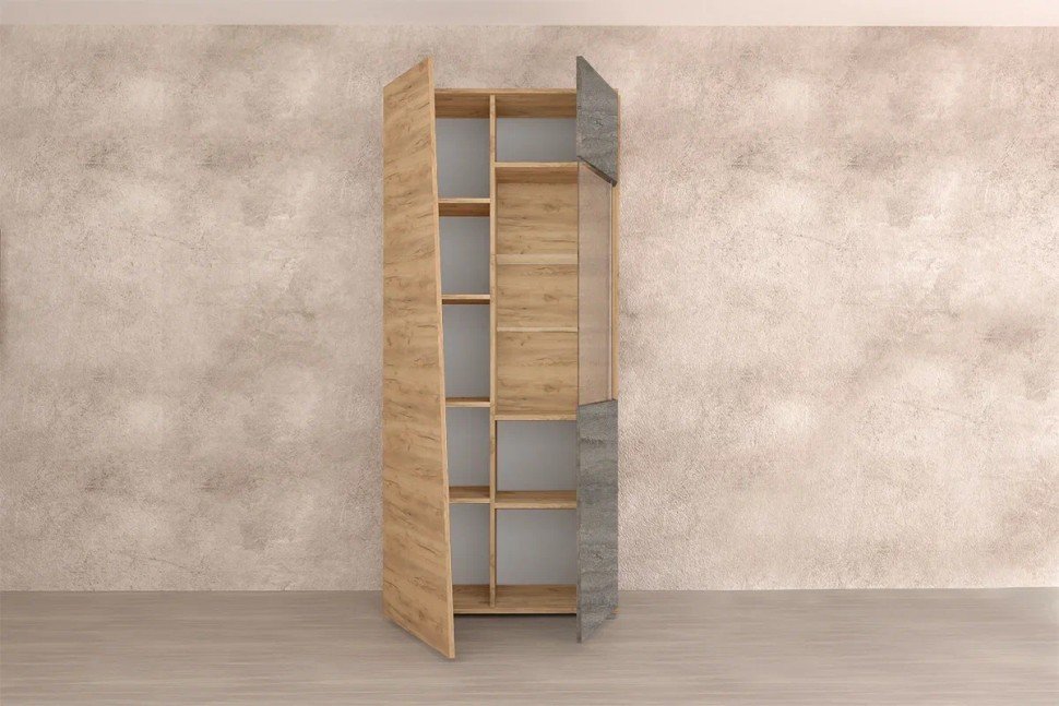 Аллегро 10 шкаф стекло / Дуб Крафт золотой/Камень темный