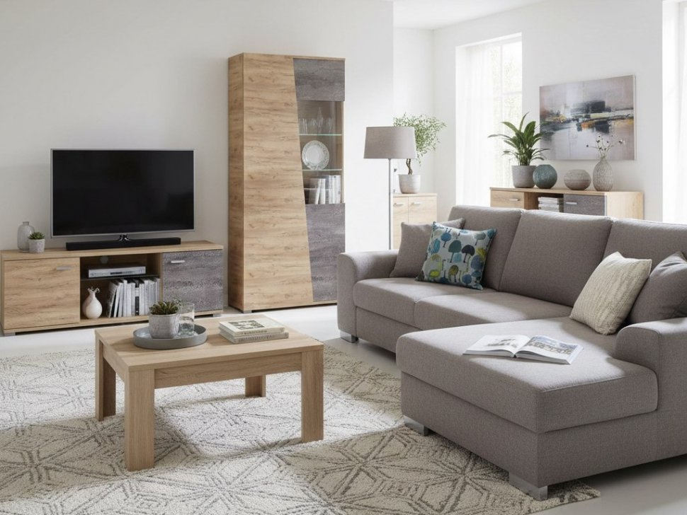 Аллегро 10 шкаф стекло / Дуб Крафт золотой/Камень темный