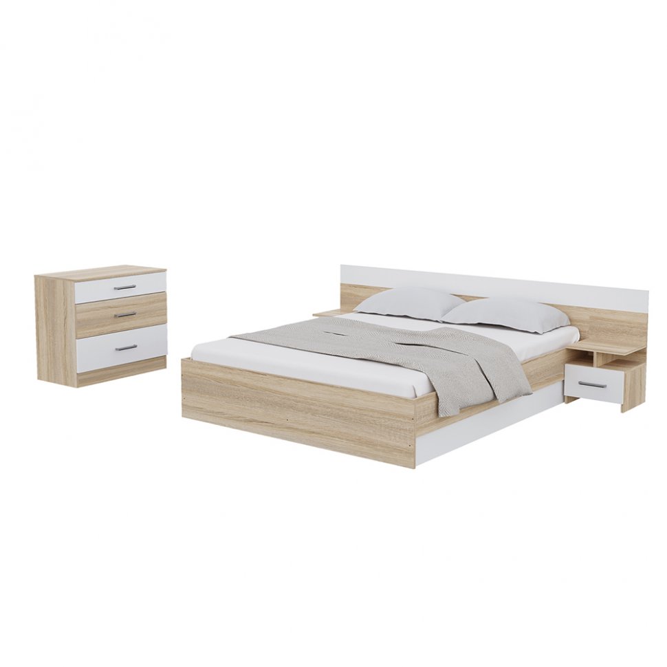 Спальня Леси (Горизонт) Комплект Дуб сонома / Белый