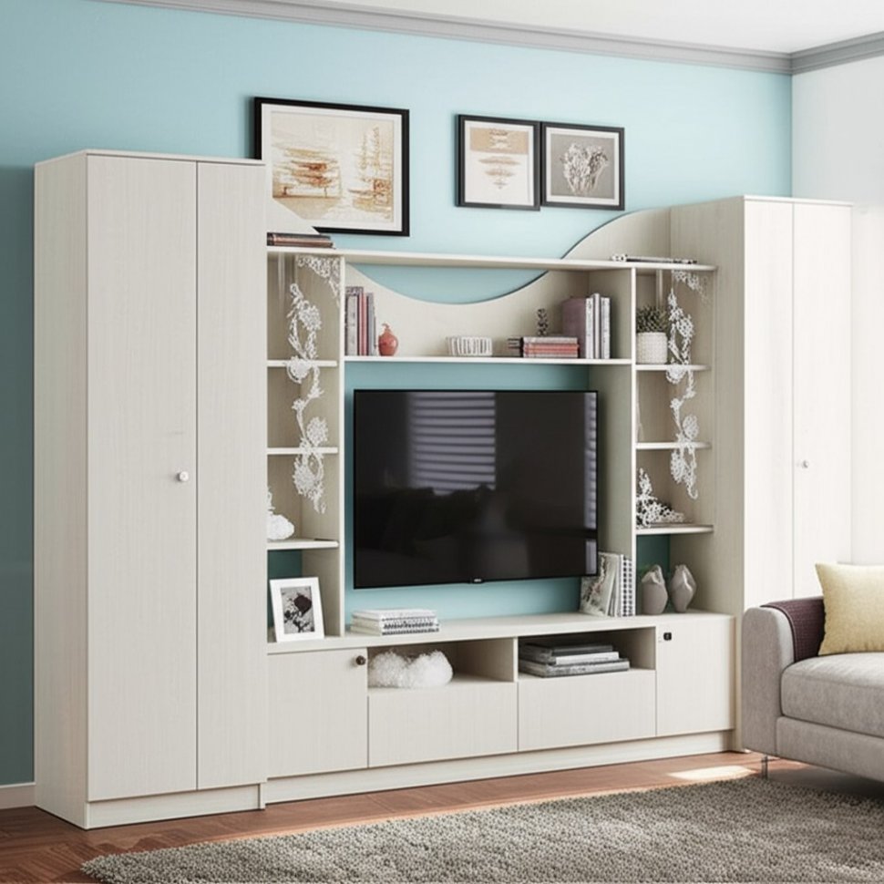 Стенка в гостиную МГС-8 (Арника) Ясень Анкор светлый