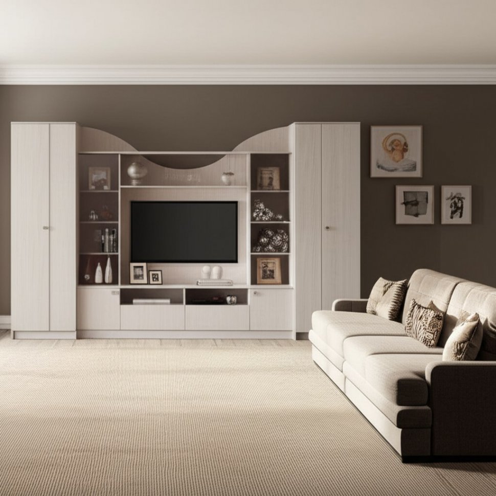 Стенка в гостиную МГС-8 (Арника) Ясень Анкор светлый