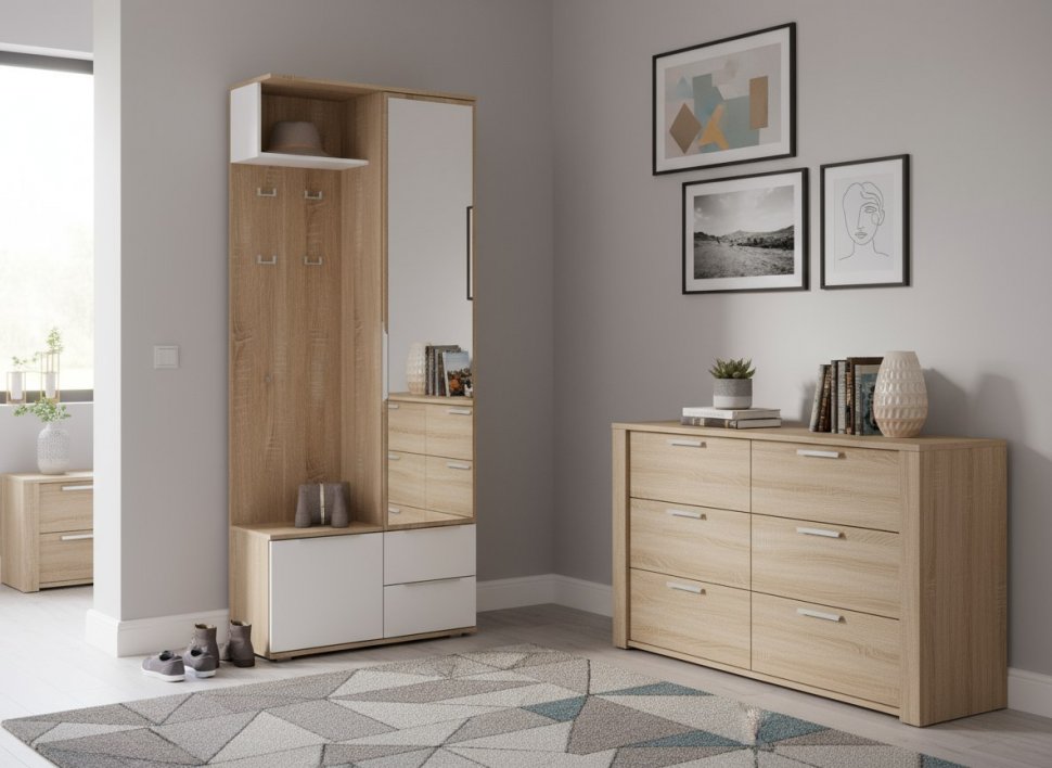 Куба Шкаф комбинированный 10.14 дуб сонома/белый