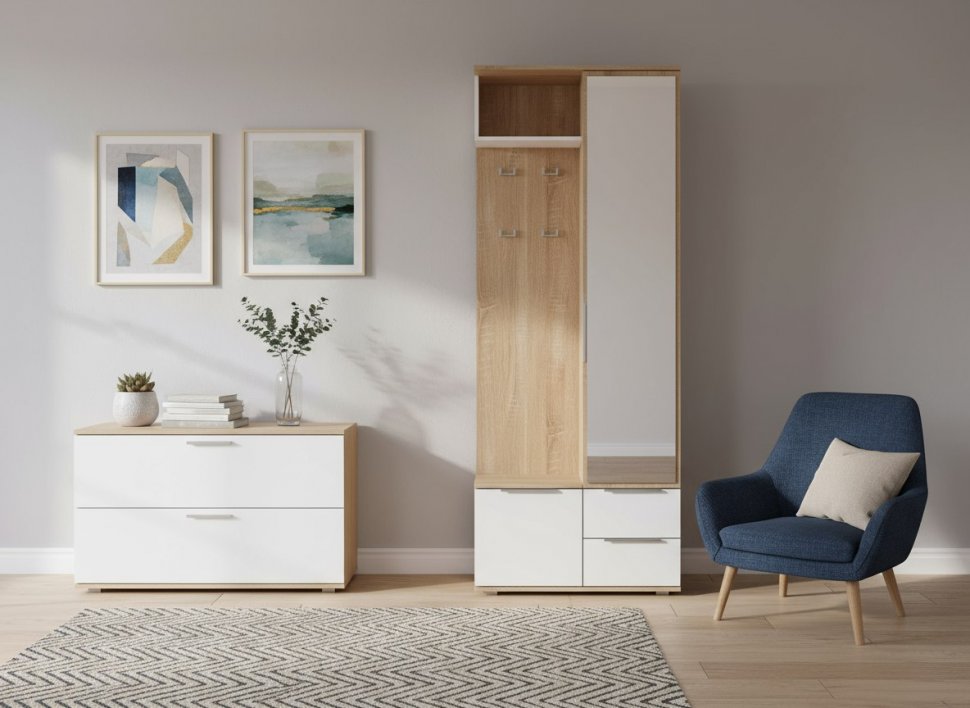 Куба Шкаф комбинированный 10.14 дуб сонома/белый