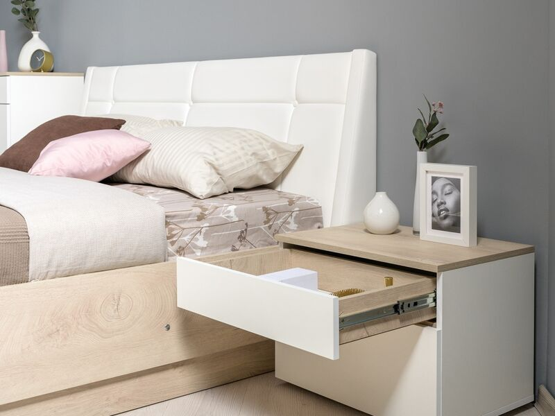 Муссон Тумба прикроватная 16.03 белый/дуб эндгрейн