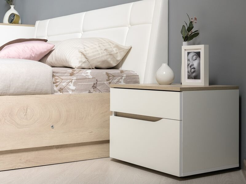 Муссон Тумба прикроватная 16.03 белый/дуб эндгрейн