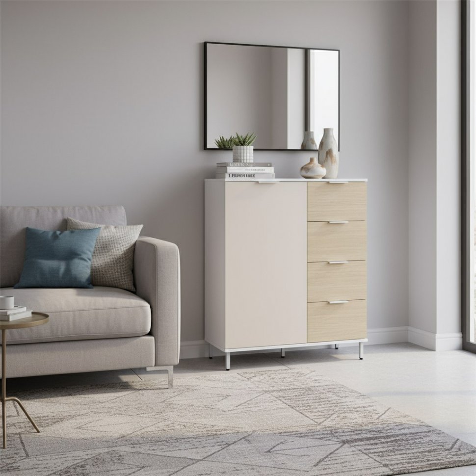 Комод Марвэл 16.234.01 Белый, Сатин, Плэйн