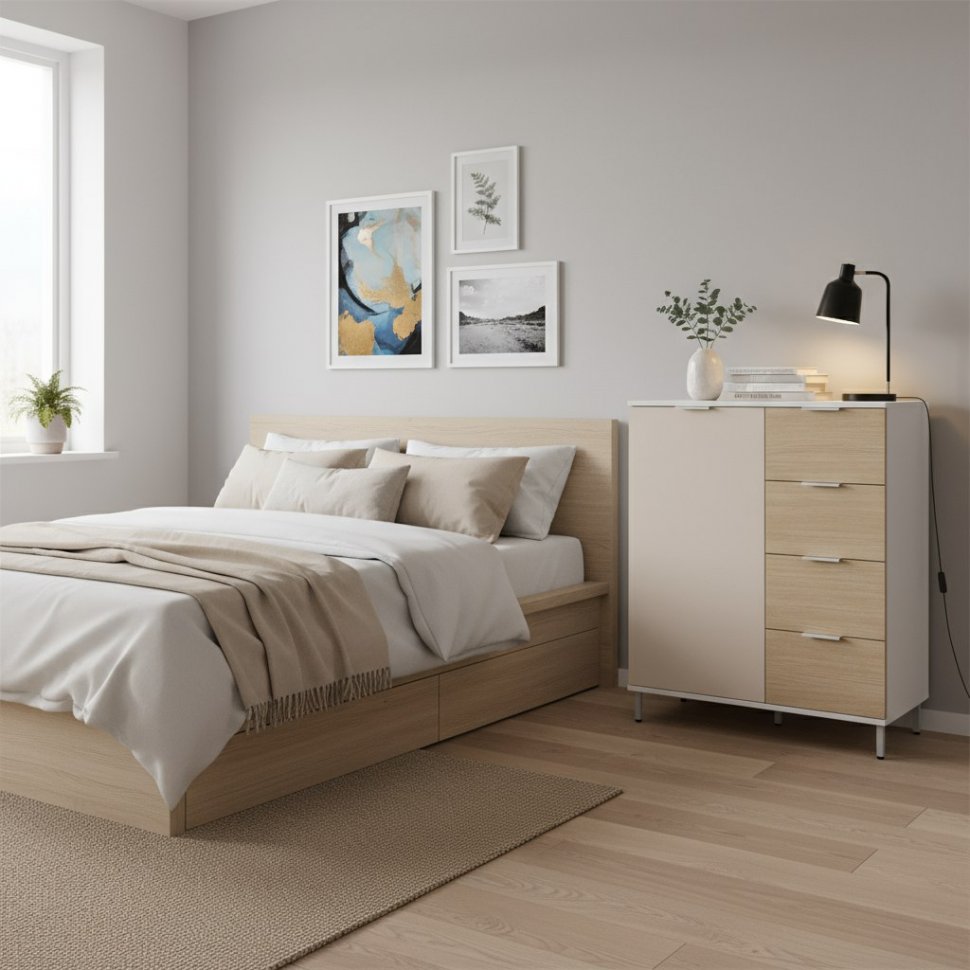 Комод Марвэл 16.234.01 Белый, Сатин, Плэйн