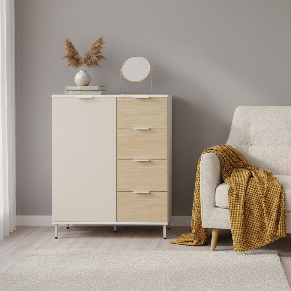 Комод Марвэл 16.234.01 Белый, Сатин, Плэйн