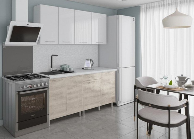 Кухня Танго 1,8 м, Белый, Дуб Шале