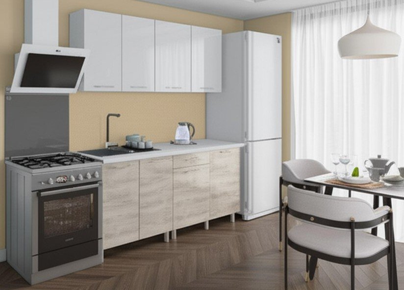 Кухня Танго 1,8 м, Белый, Дуб Шале