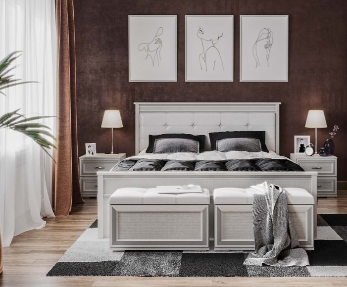 Кровать 140х200 Ливорно ЛКР-1 с настилом из ДСП (Домани) Ясень Анкор светлый