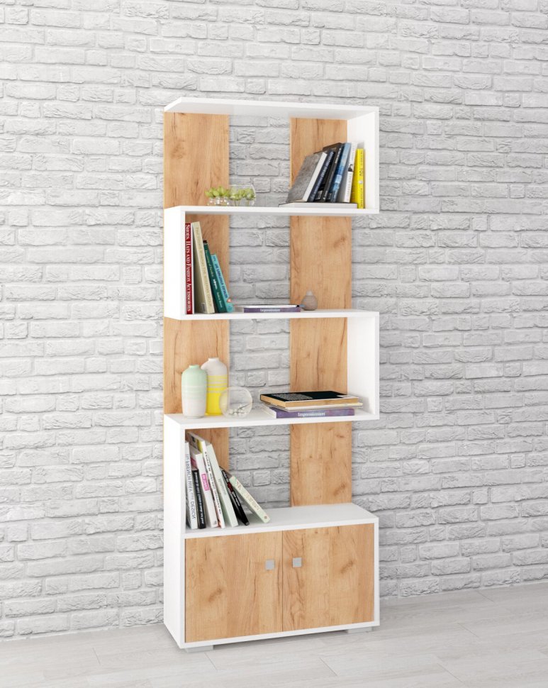 Стеллаж Ромео-2 (ТЭКС) Белый / Дуб Крафт