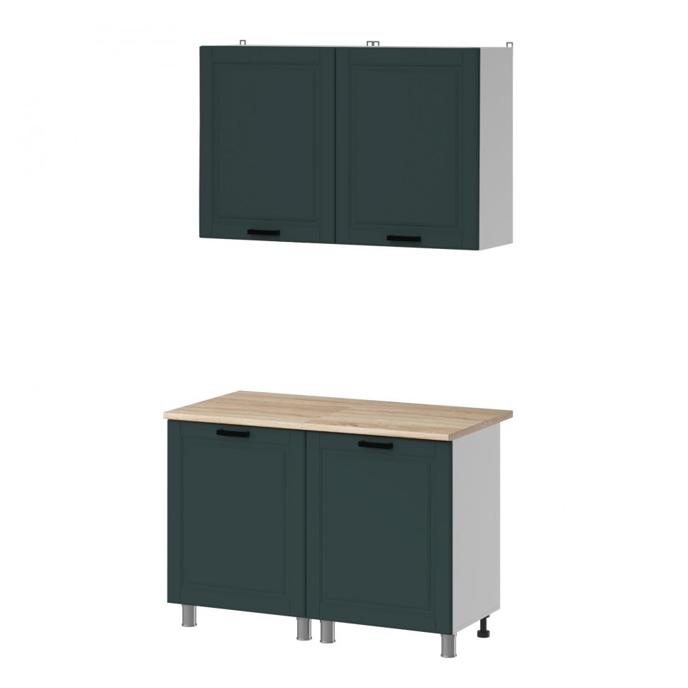 Кухня Аленушка 1,2м Астра Изумруд,скоба черный,сонома