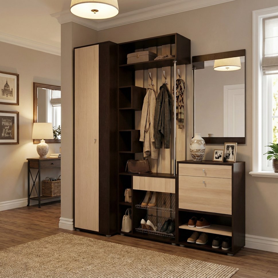 Прихожая Мини-Лайт комл. 7 венге/ясень шимо светлый