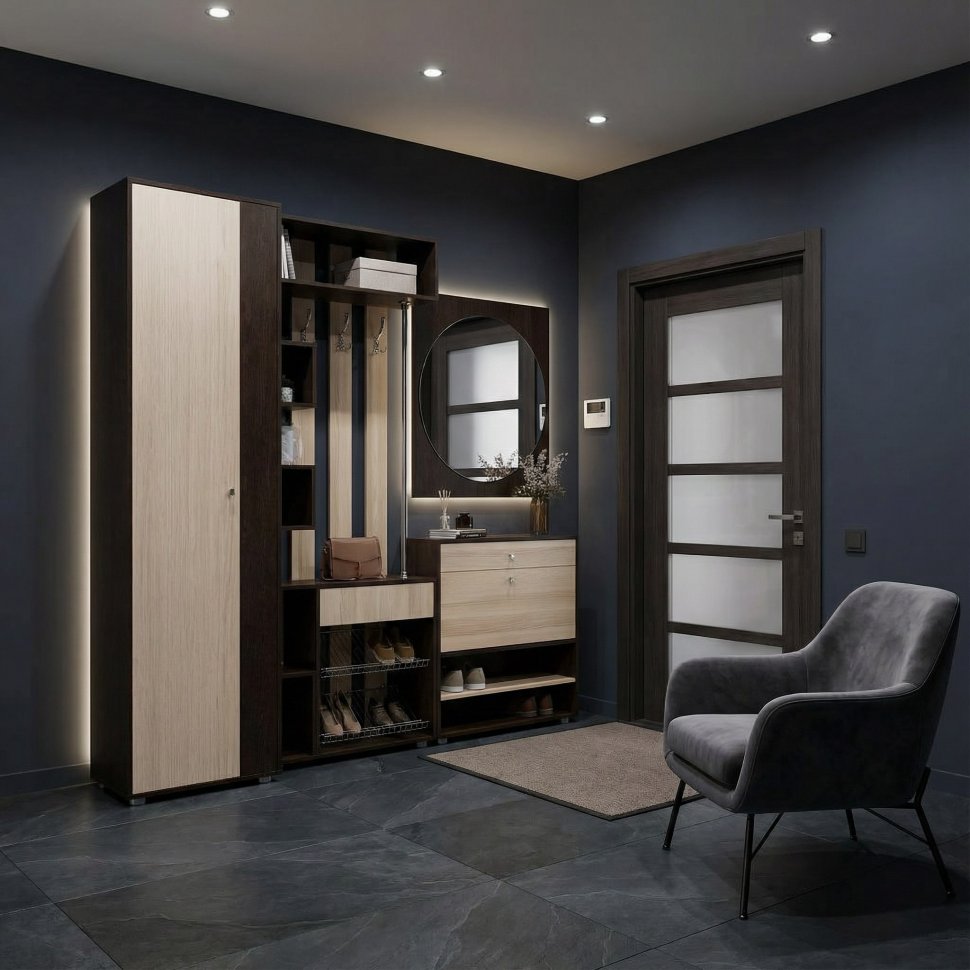 Прихожая Мини-Лайт комл. 7 венге/ясень шимо светлый