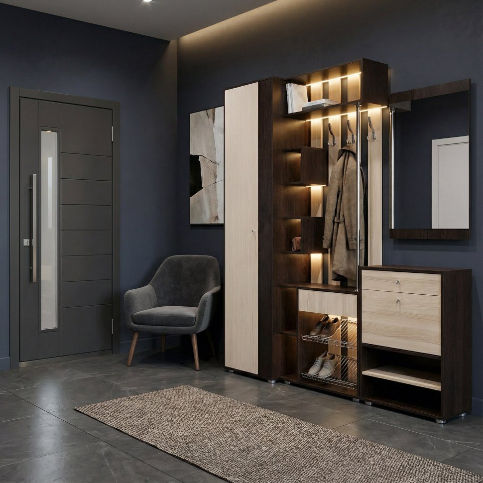 Прихожая Мини-Лайт комл. 7 венге/ясень шимо светлый