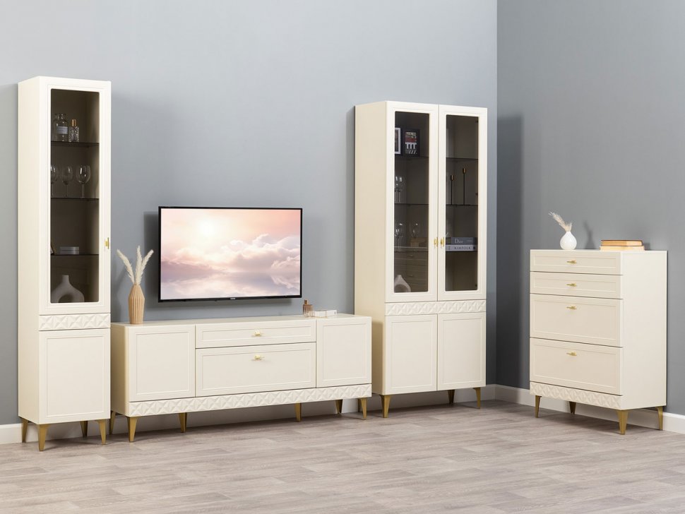 Марион шкаф-витрина 16.397.01 Слоновая кость