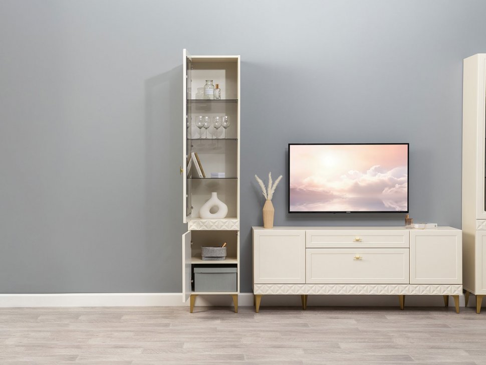 Марион шкаф-витрина 16.397.01 Слоновая кость