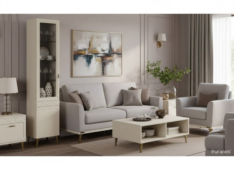 Марион шкаф-витрина 16.397.01 Слоновая кость