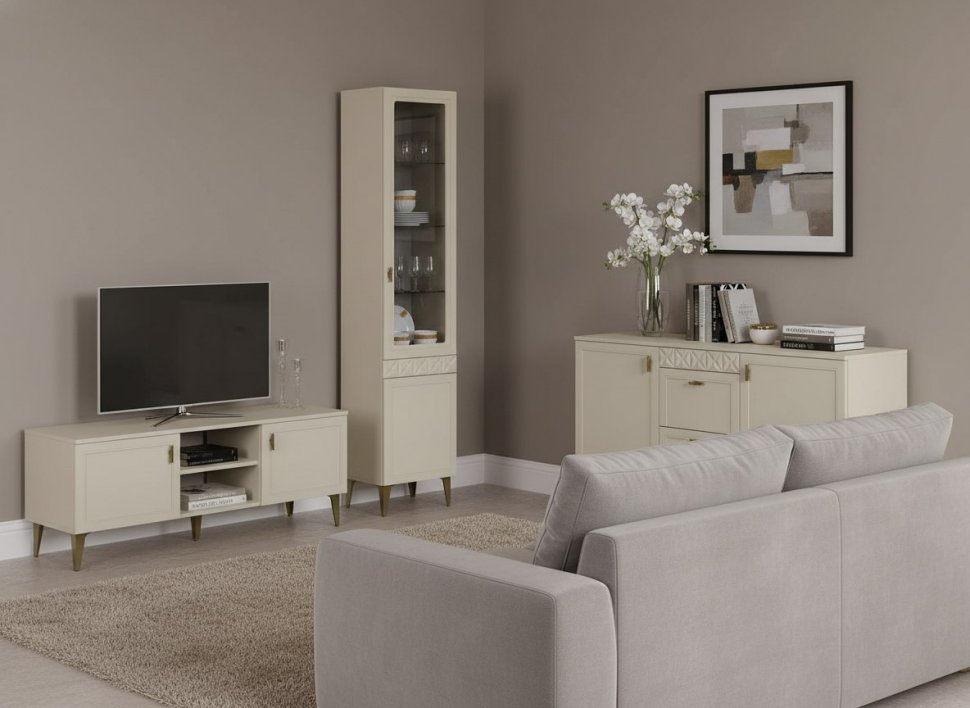 Марион шкаф-витрина 16.397.01 Слоновая кость