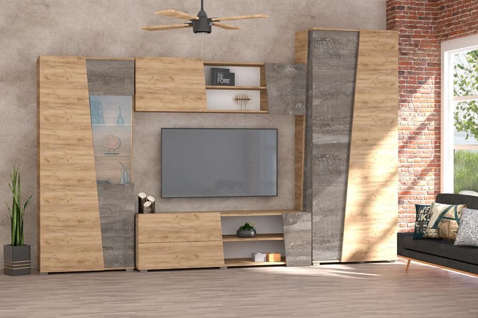 Аллегро 10 шкаф / Дуб Крафт золотой/Камень темный