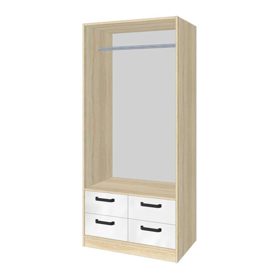 Шкаф 2-створчатый с ящиками Лена 2ШЯ-0,76 (Сонома / Белый глянец)