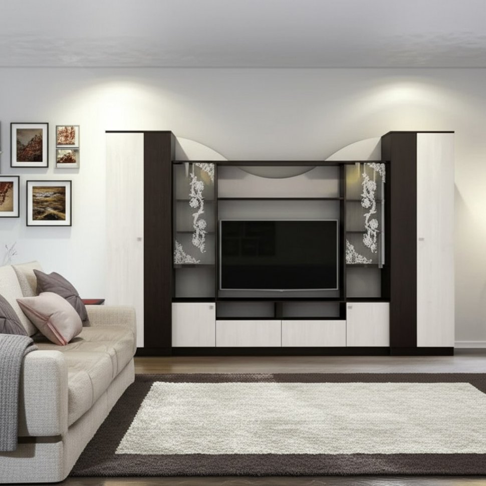 Стенка в гостиную МГС-8 (Арника) Венге / Ясень Анкор светлый