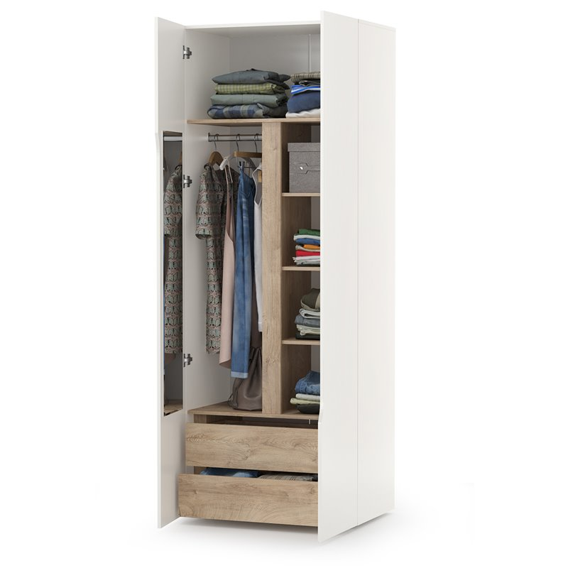 Муссон Шкаф двухстворчатый 13.198 белый/дуб эндгрейн