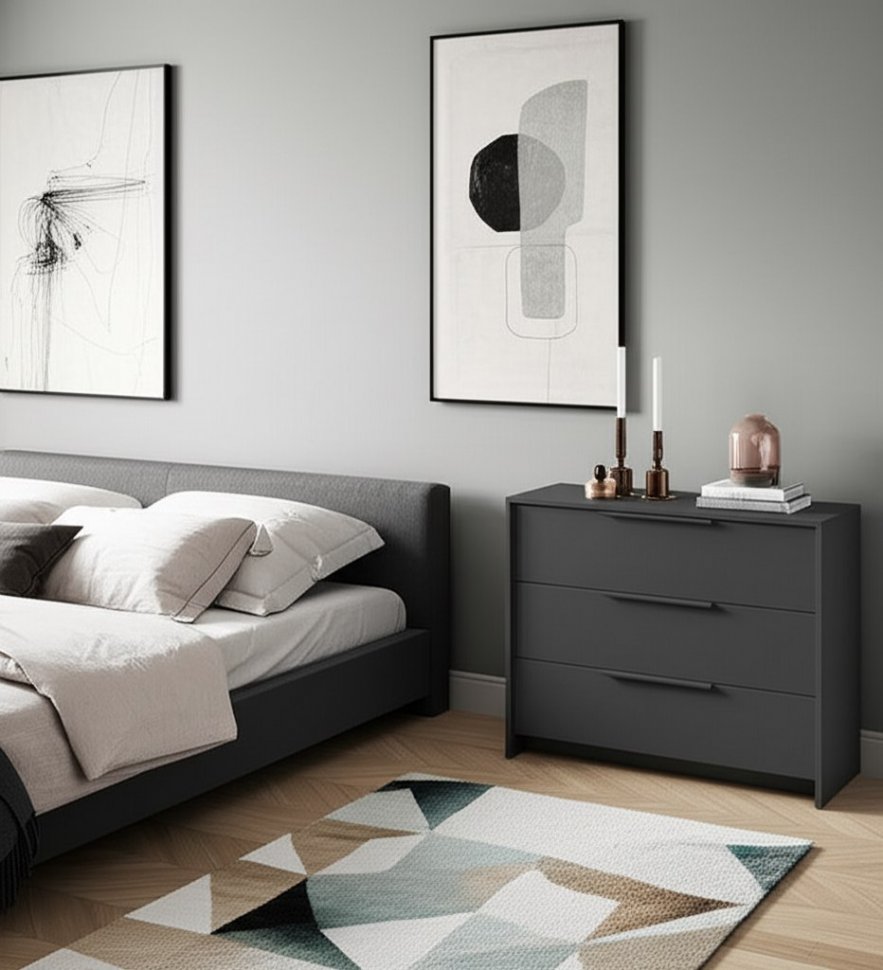 Комод 3 ящика Камелия, Графит