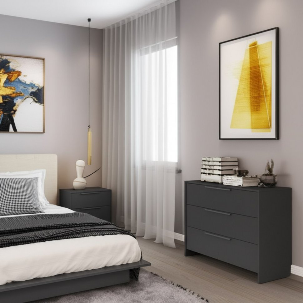 Комод 3 ящика Камелия, Графит