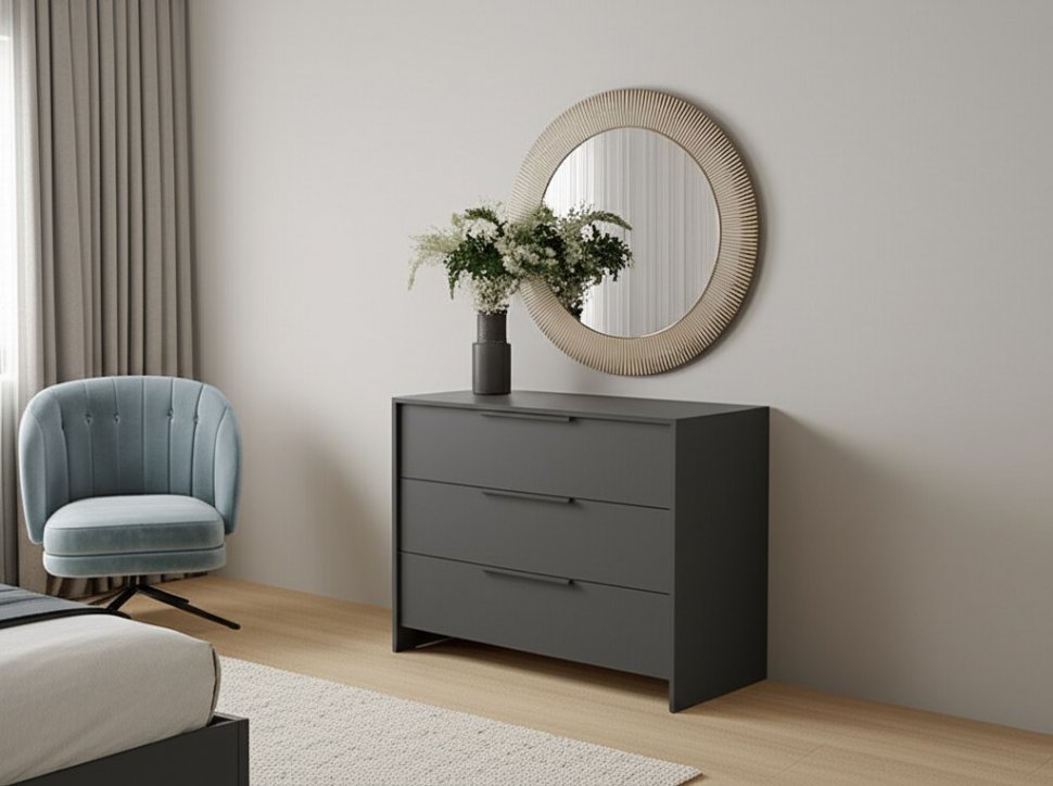 Комод 3 ящика Камелия, Графит