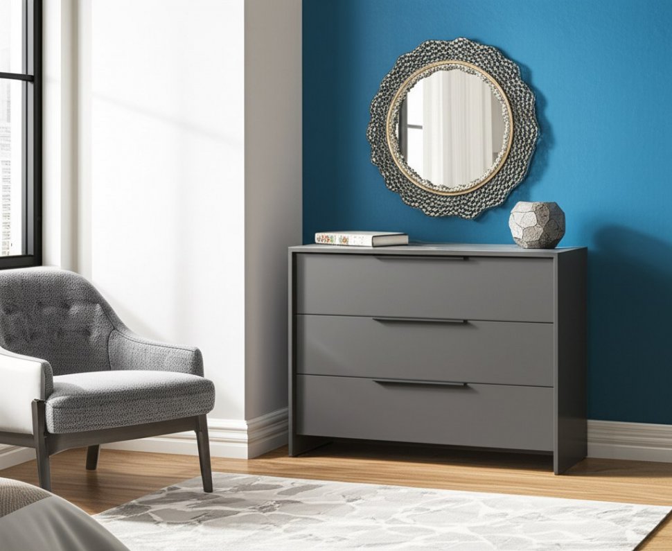 Комод 3 ящика Камелия, Графит