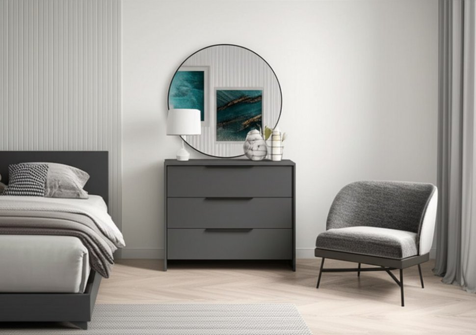 Комод 3 ящика Камелия, Графит