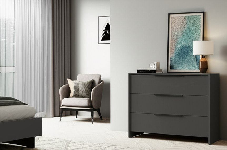 Комод 3 ящика Камелия, Графит